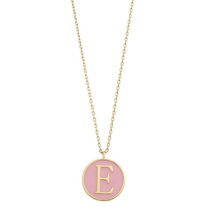City Luxe Gold Tone Enamel Initial Disc Pendant Necklace, Women's, Size: 18", Gold Tone M Product Image