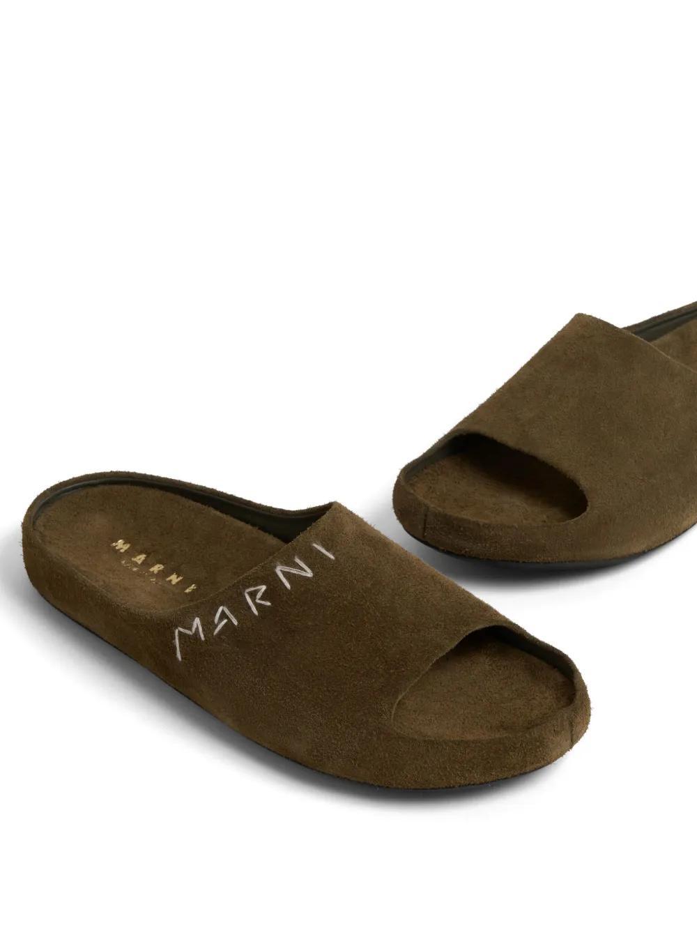 logo-embroidered suede slides  Product Image