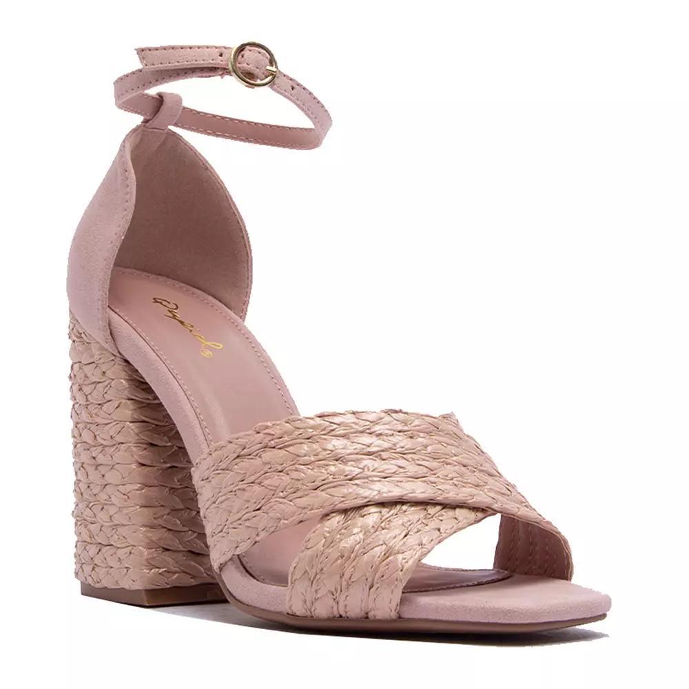 Women's Qupid Cage-82X Braided Ankle Strap Heel Sandal, Size: 6, Blush Product Image