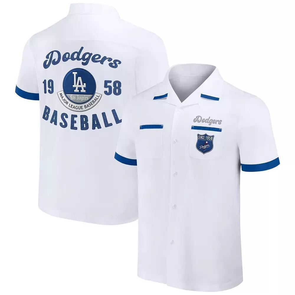 Men's Darius Rucker Collection by Fanatics  White Los Angeles Dodgers Bowling Button-Up Shirt, Size: Small Product Image