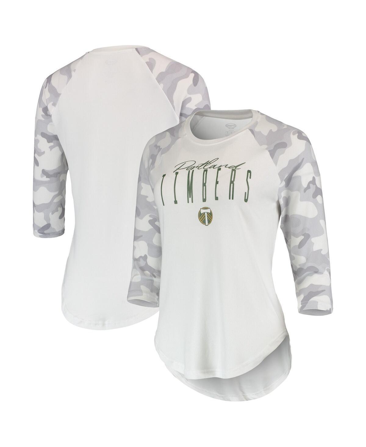 Women's Concepts Sport White/Gray Portland Timbers Composite 3/4-Sleeve Raglan Top, Size: Large Product Image