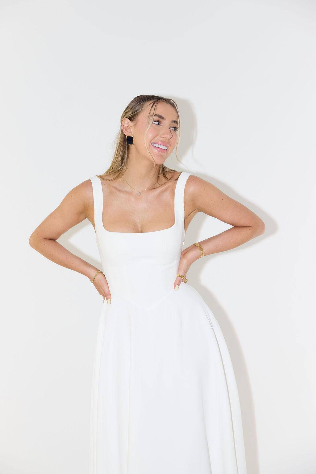 The Ultimate Muse High Waist Square Neck Midi Dress Product Image