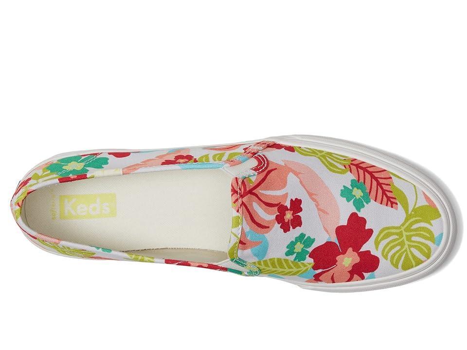 Keds Double Decker Slip On (White/Coral Tropical Print) Women's Shoes Product Image