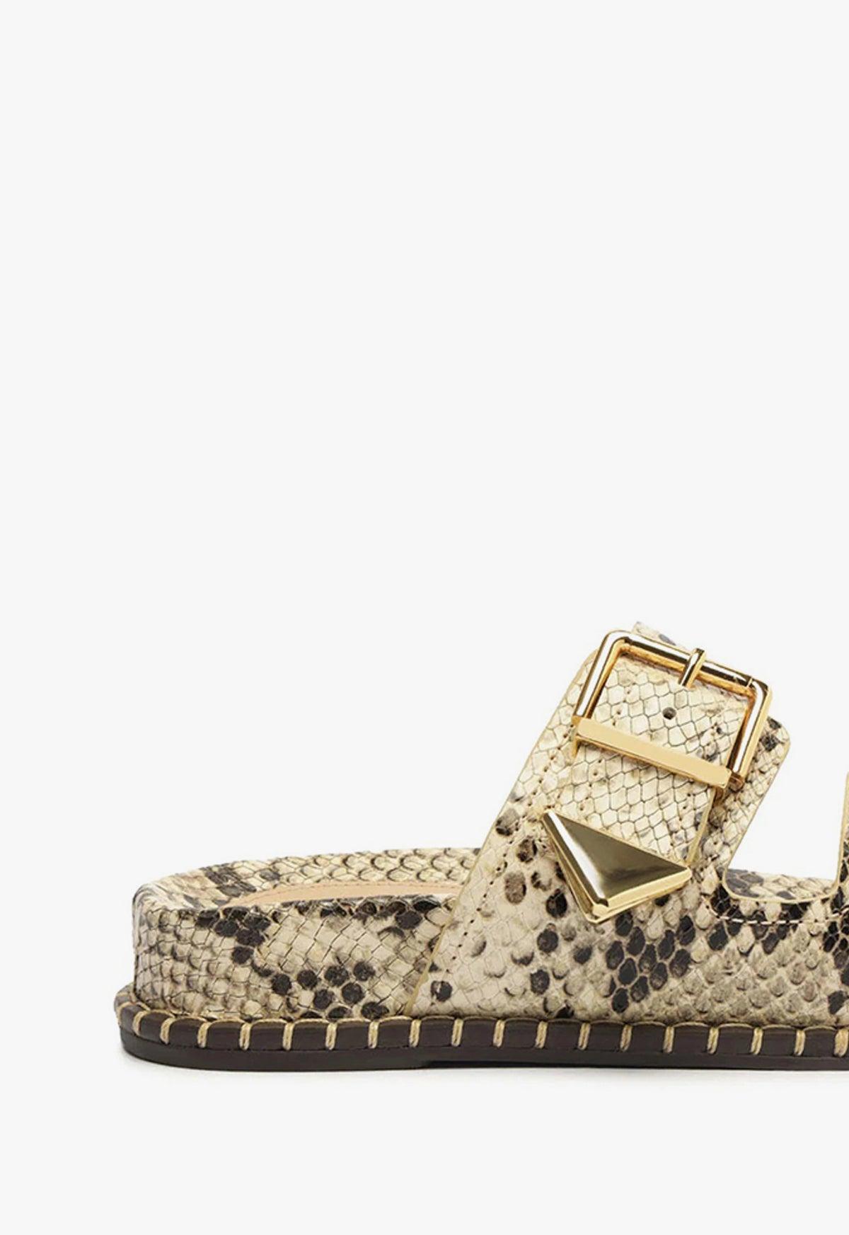 Naomi Sporty Snake-Embossed Leather Sandal Product Image
