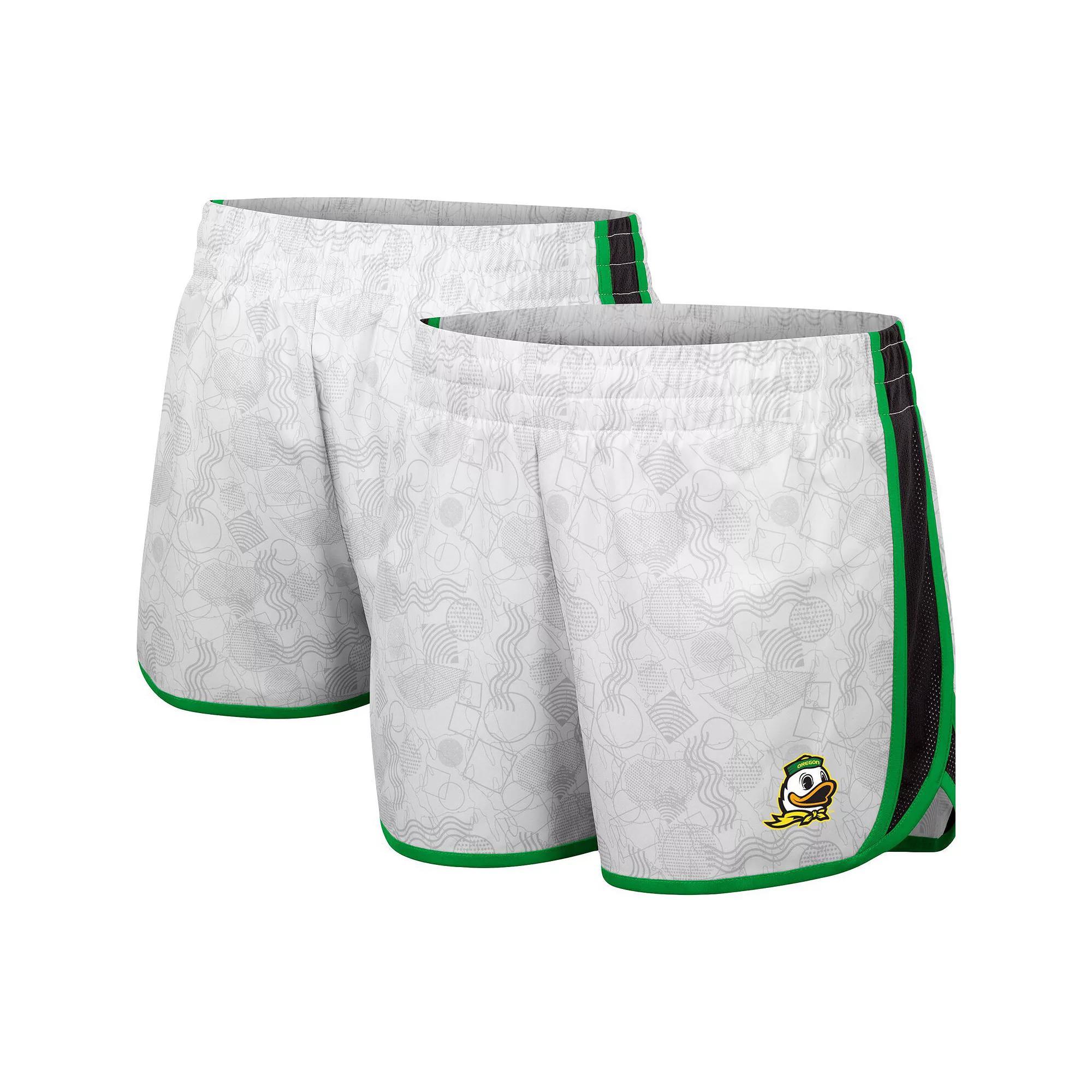 Women's Colosseum White/Black Oregon Ducks The Plastics Geo Print Shorts, Size: Medium Product Image