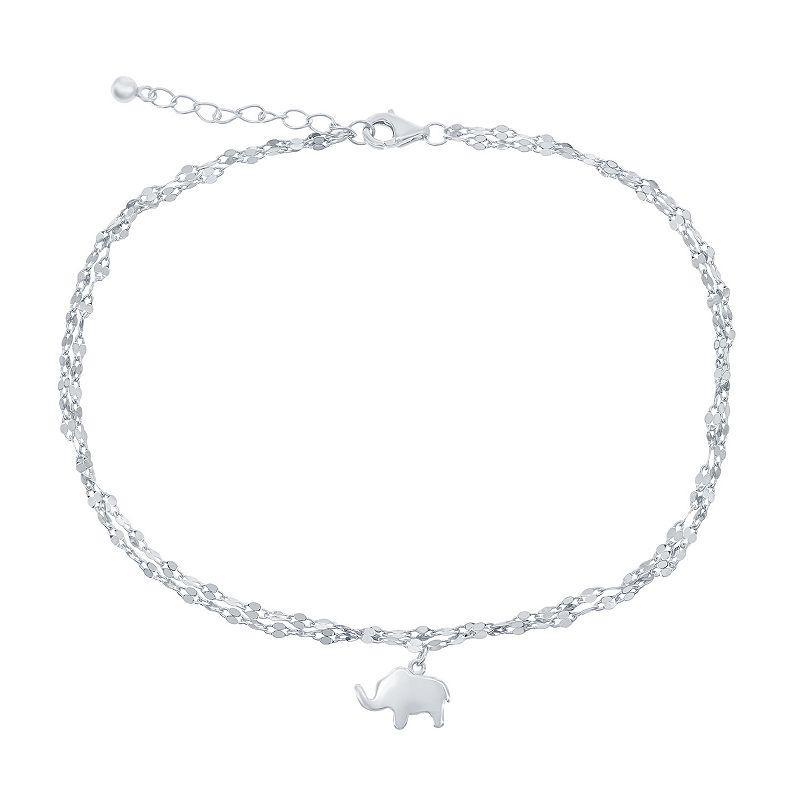 Mirror Chain Elephant Charm Anklet, Women's, Size: 9-10" ADJ, Gold Tone Product Image