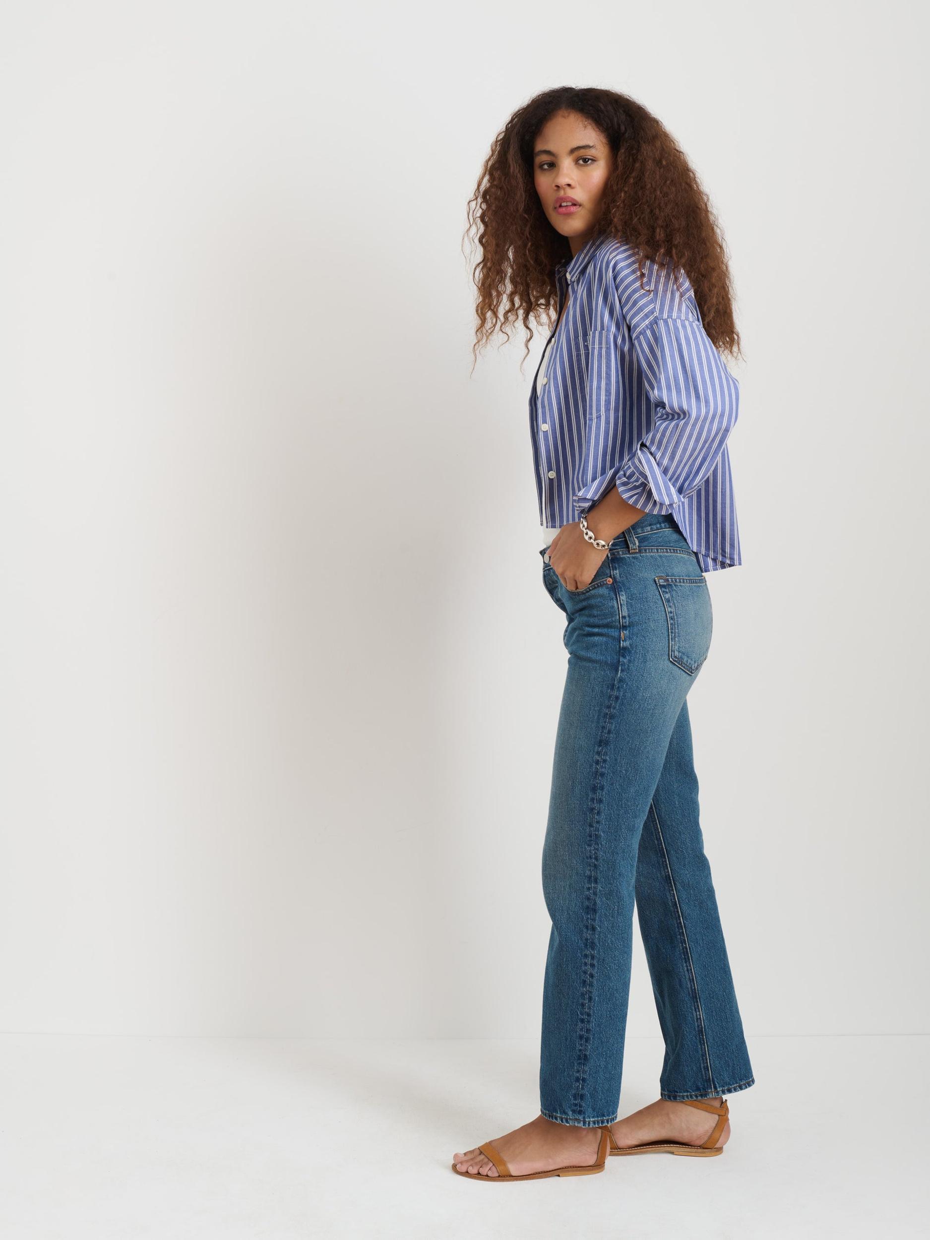 Cropped Jo Striped Shirt In Oxford Product Image