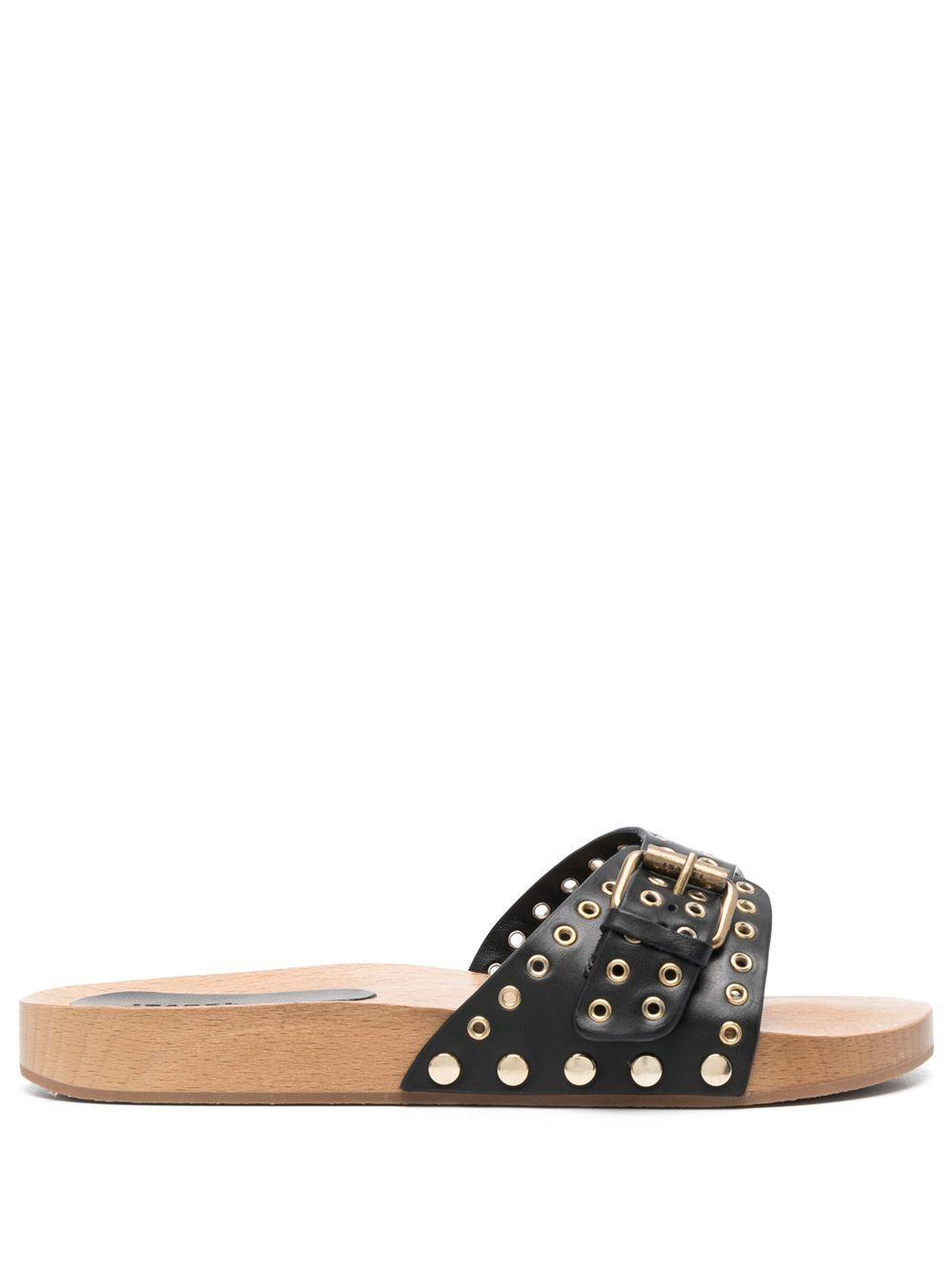 ISABEL MARANT Eyelet-detailing Buckled Mules In Black Product Image