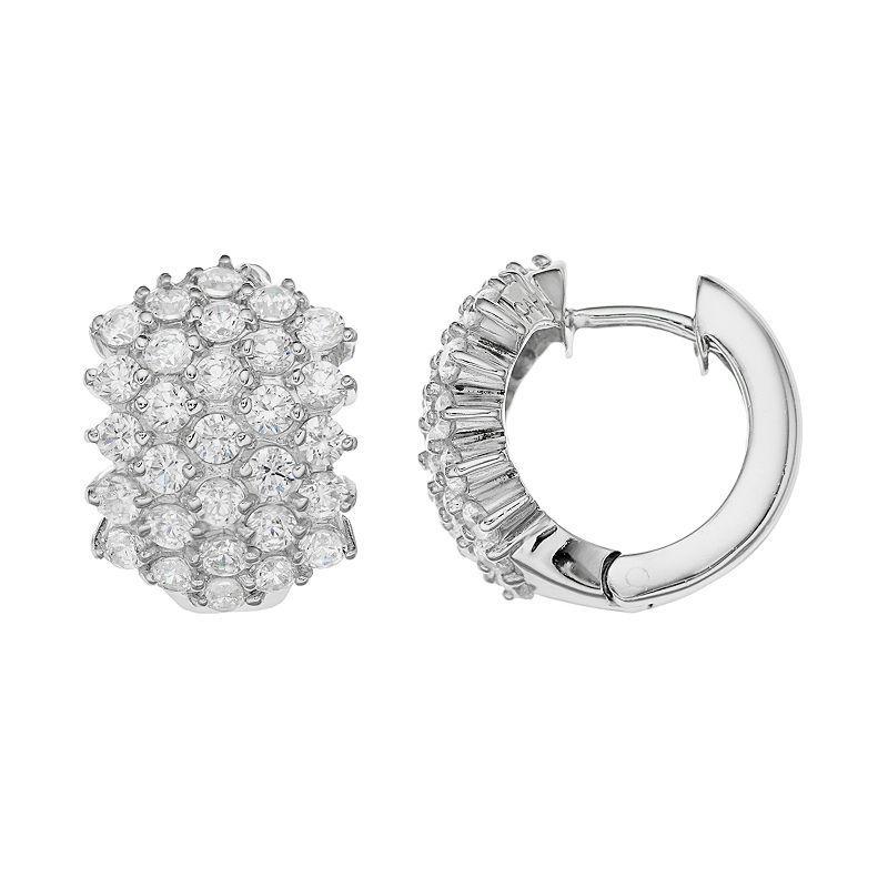 Sophie MillerSterling Silver Cubic Zirconia Huggie Hoop Earrings, Womens, White Product Image