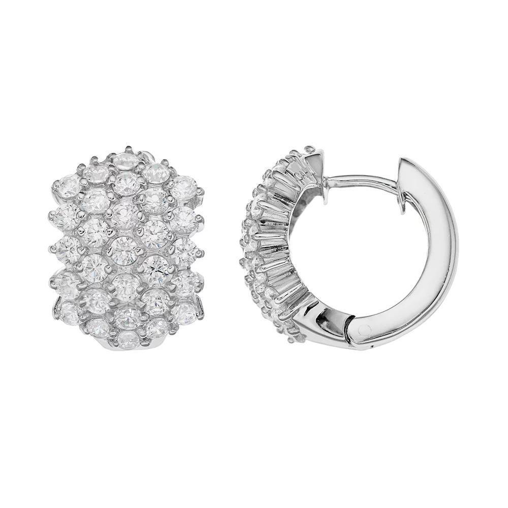 Sophie MillerSterling Silver Cubic Zirconia Huggie Hoop Earrings, Womens, White Product Image