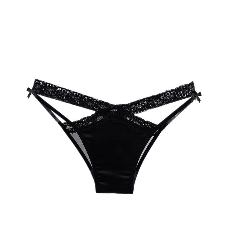 Plain Lace Trim Bikini Panties Product Image