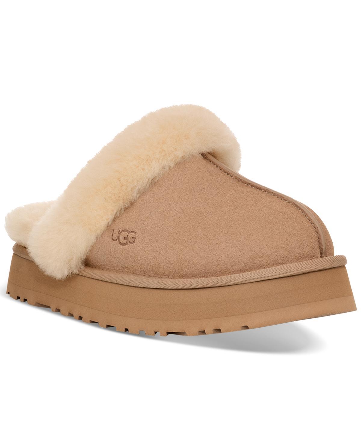 UGG Disquette Suede Fur Platform Slippers Product Image