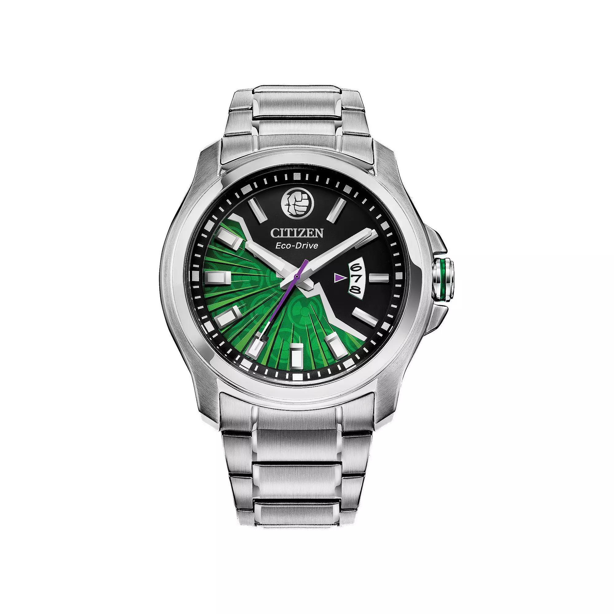 Citizen Eco-Drive Mens Marvel Hulk Stainless Steel Watch Silver Tone Product Image