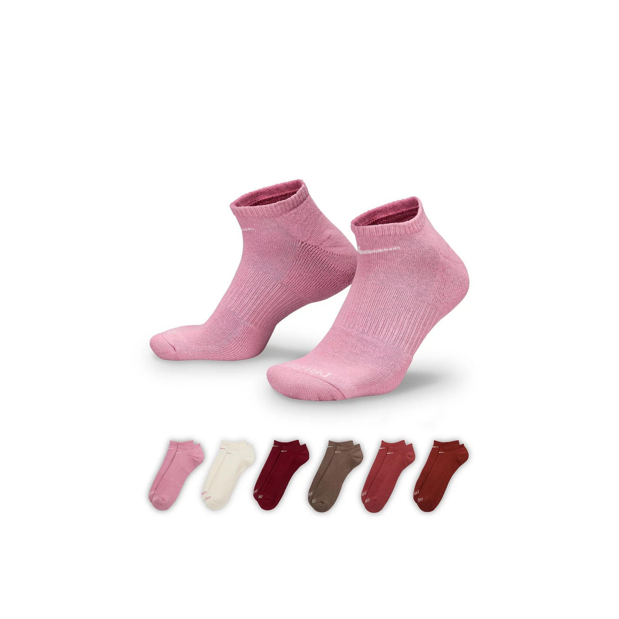 Women's Nike 6-Pack Everyday Plus Cushioned Training No-Show Socks, Size: Medium, Elemental Pink Team Product Image