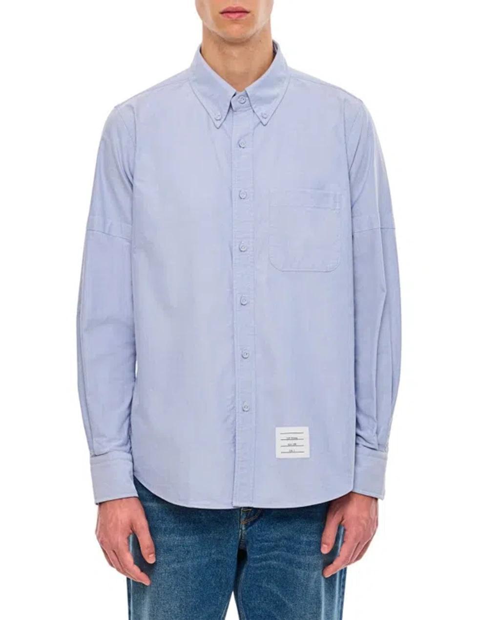THOM BROWNE Classic Fit Cotton Button-down Shirt In Light Blue Product Image