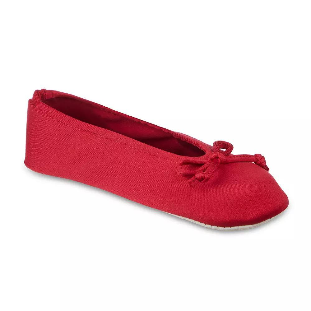 isotoner Satin Women's Ballerina Slippers, Size: Small, Red Pepper Product Image