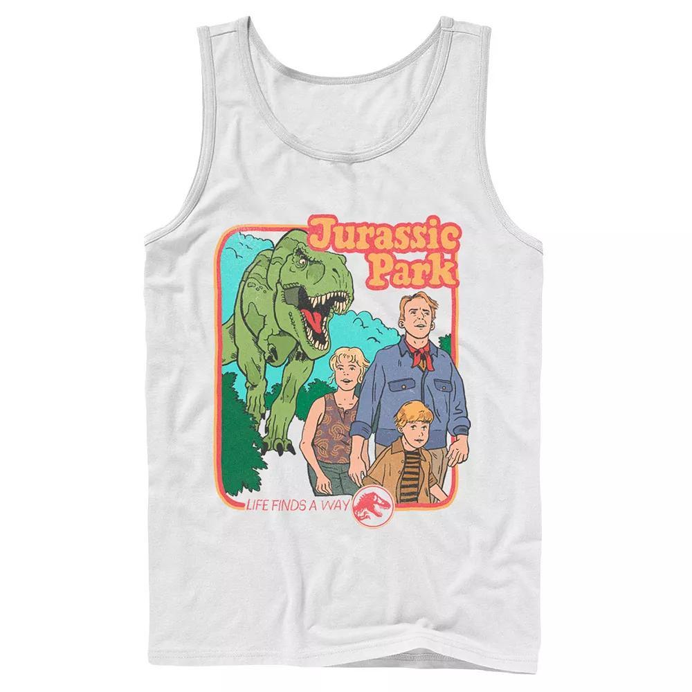 Men's Jurassic Park Vintage Characters Life Finds A Way Tank Top, Size: Large, Black Product Image