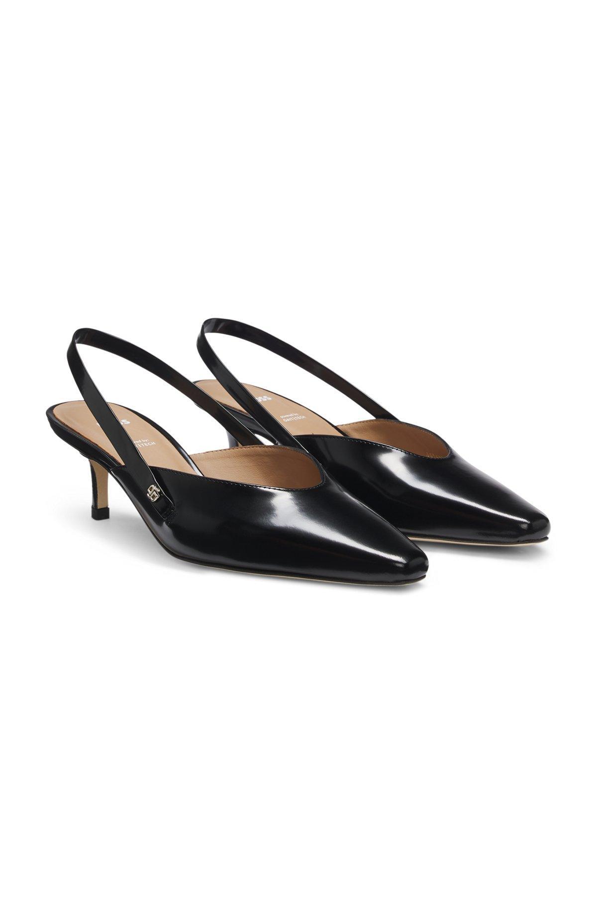 BOSS - Slingback leather pumps with GAIT-TECH® comfort insole - Black Product Image