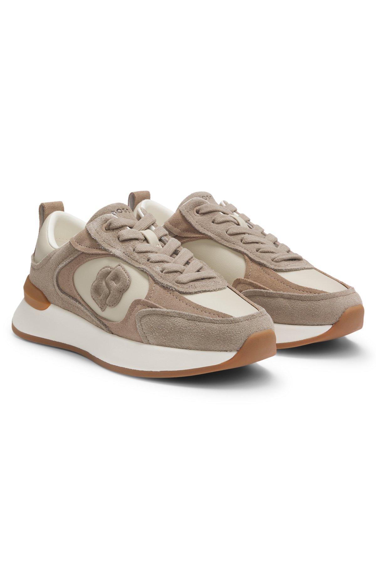 Suede-trim trainers with Double B monogram Product Image