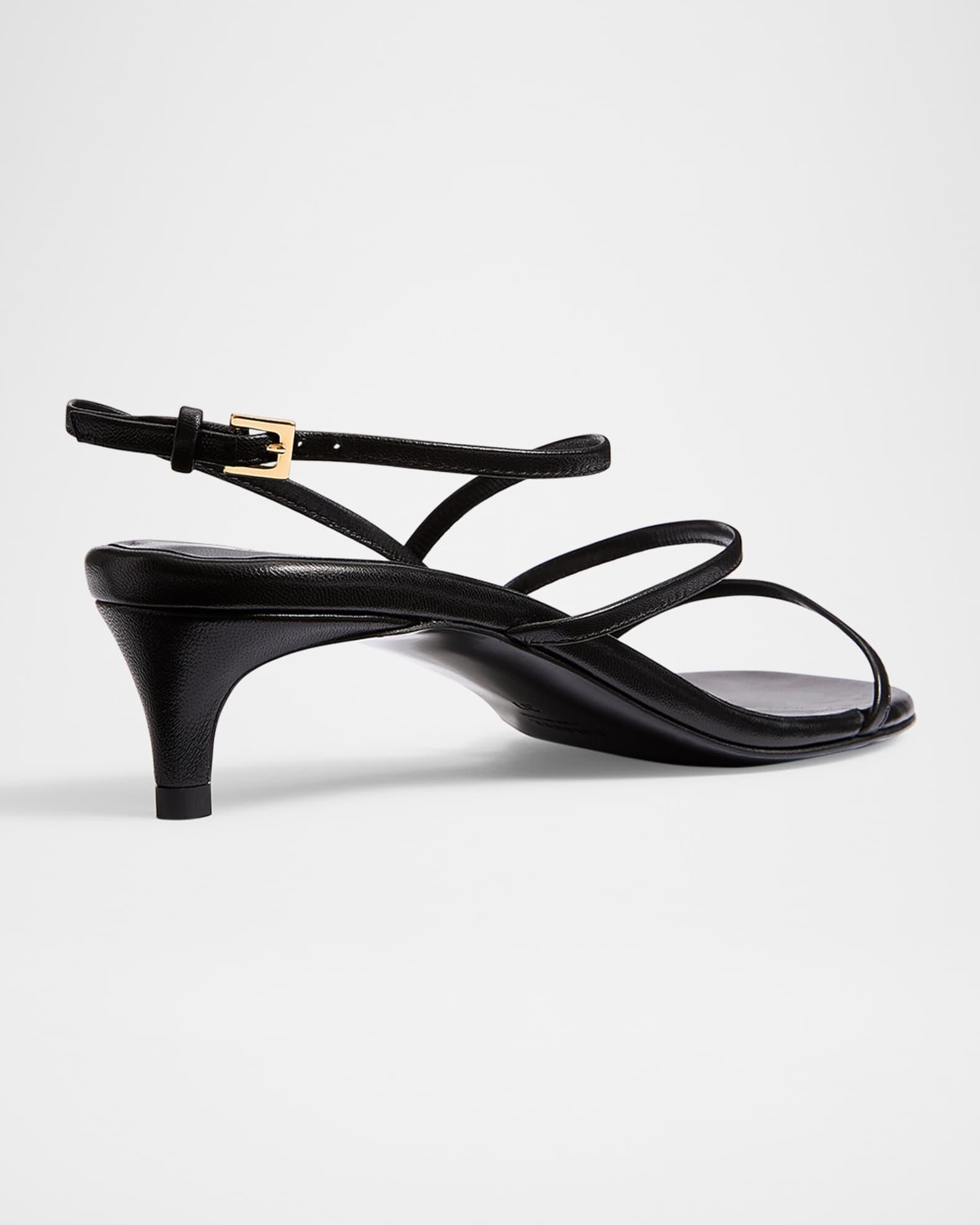 Strappy Leather Kitten-Heel Sandals Product Image