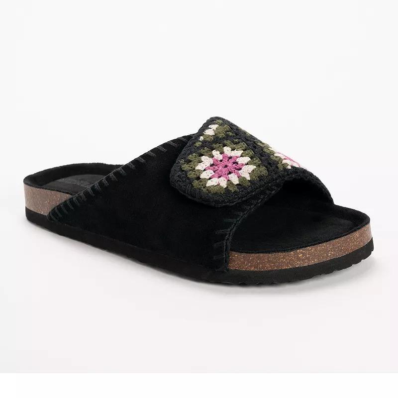 MUK LUKS Gigi Womens Suede Crochet Slide Sandals Product Image