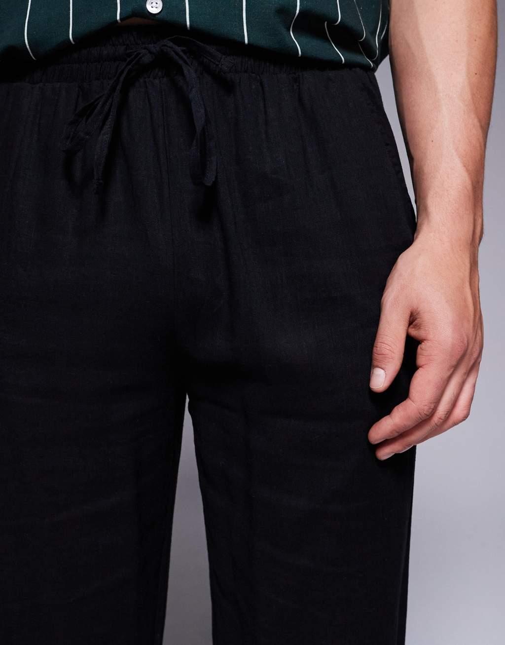South Beach linen look beach pants in black - part of a set Product Image