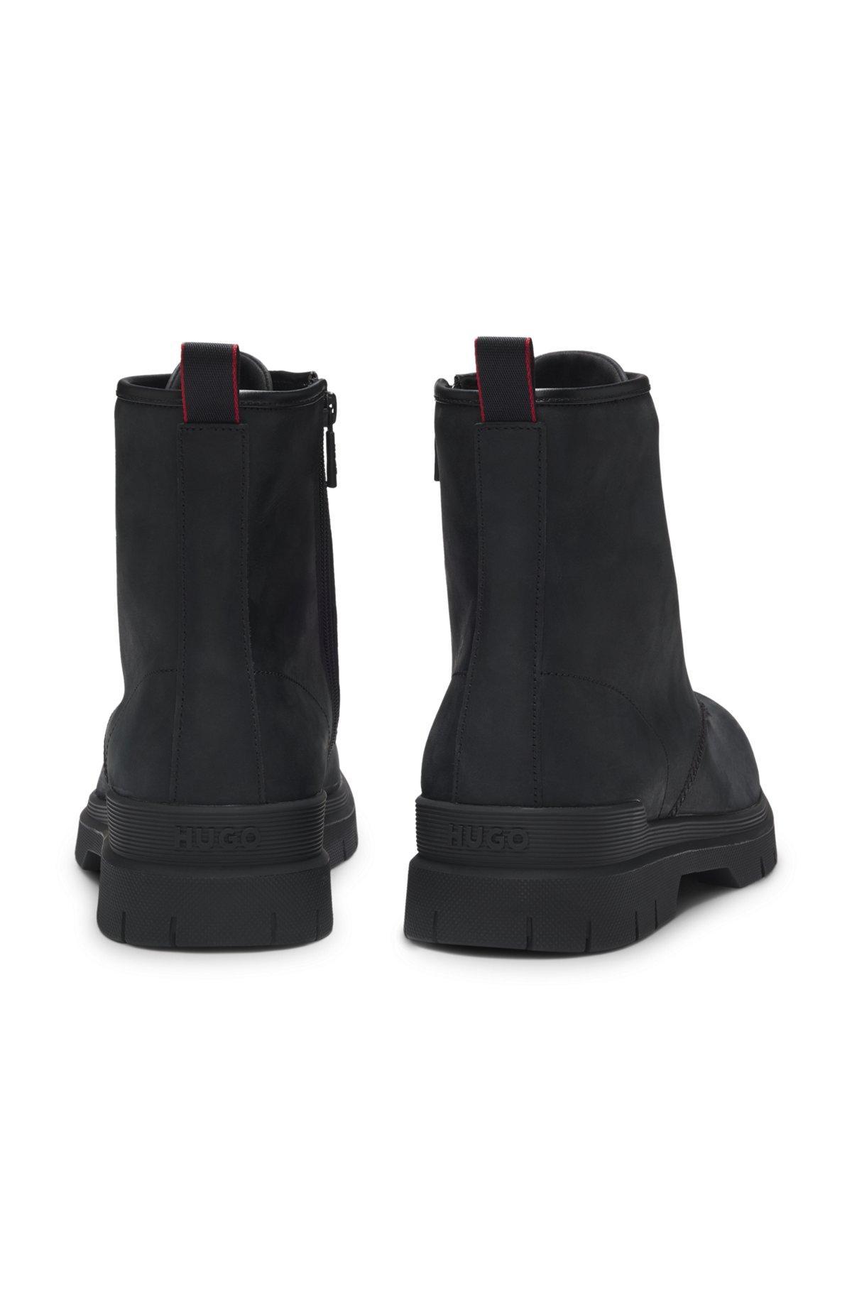 Leather half boots with embossed logo Product Image