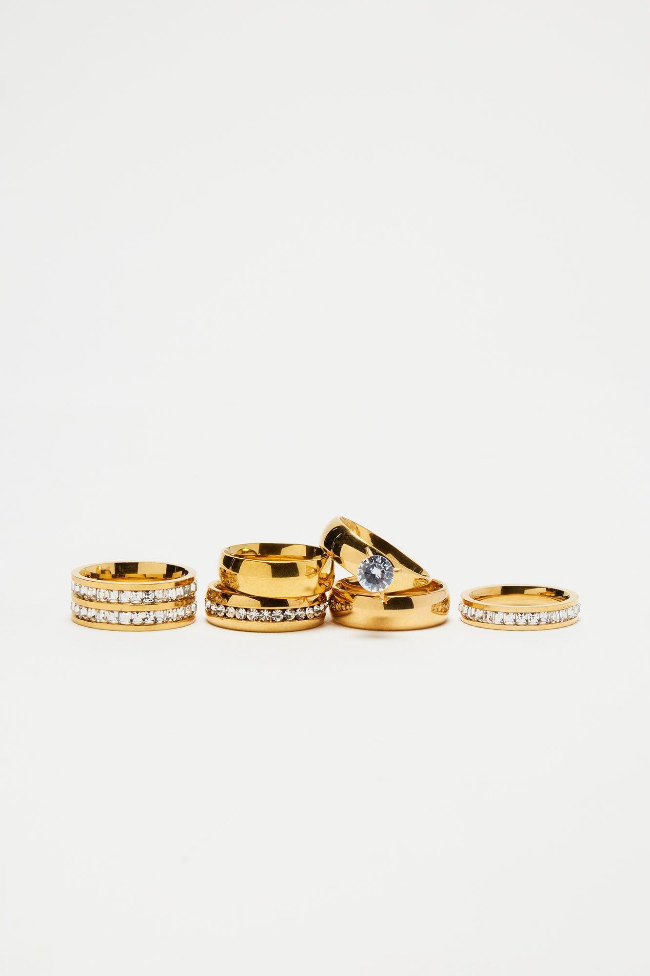 Charmed By Me 6 Piece Ring Set - Gold Product Image