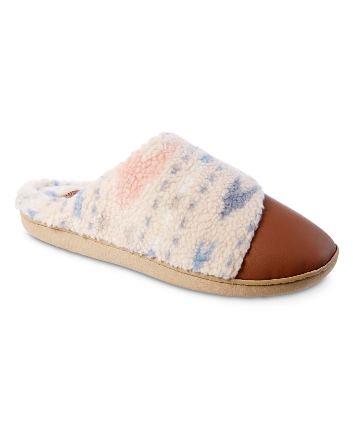 Isotoner Womens Tinsley Vegan Leather & Recycled Berber Clog Slippers - White Product Image