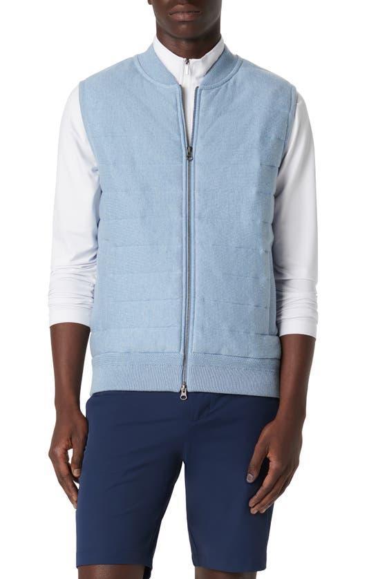 BUGATCHI Men's Cotton Full-zip Sweater Vest In Air Blue Product Image