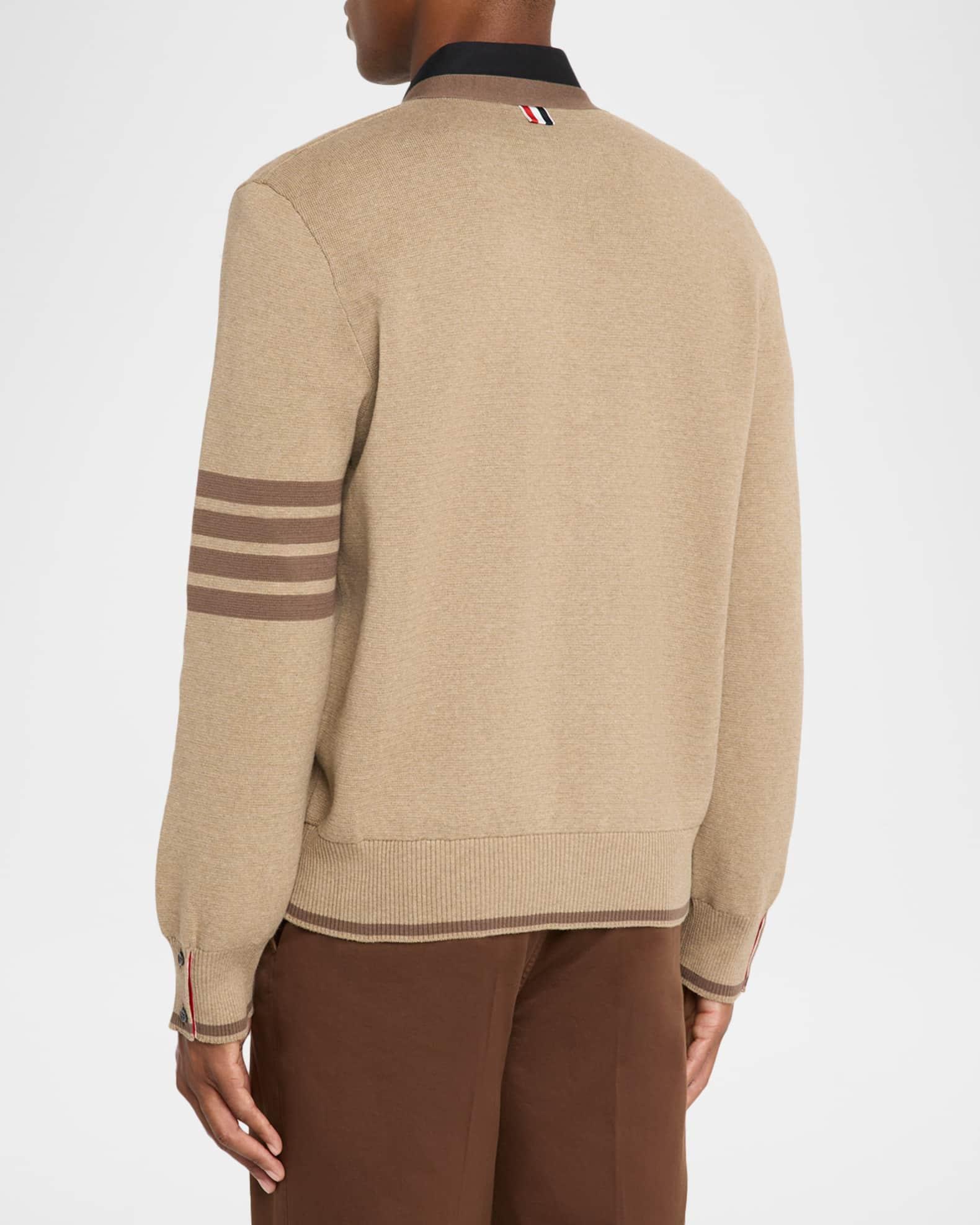Men's Cotton 4-Bar Stripe Sleeve Cardigan Product Image