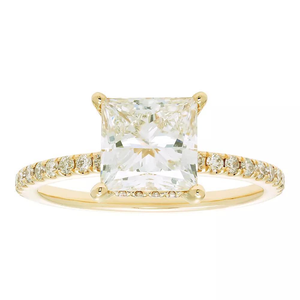 Evergreen Diamonds 14k Gold 2 3/8 Carat T.W. IGL Certified Princess Cut Lab-Grown Diamond Hidden Halo Ring, Women's Product Image