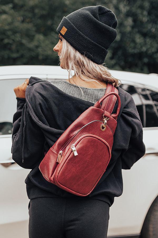 Travel Buddy Faux Leather Backpack In Wine Product Image