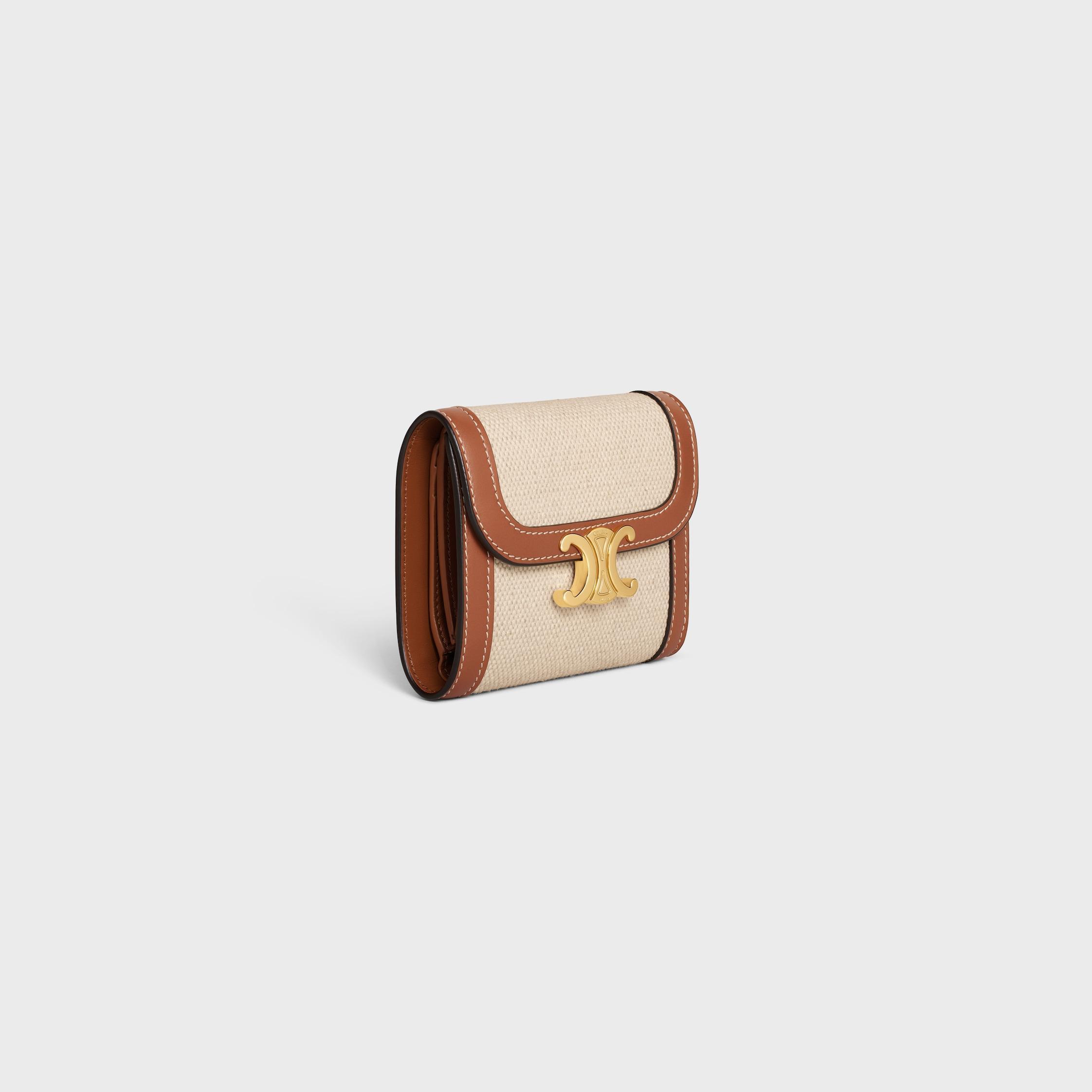 Small Flap Wallet TRIOMPHE IN textile and calfskin Product Image