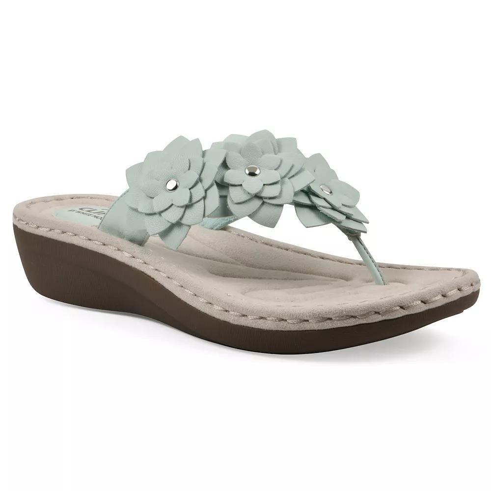 Cliffs by White Mountain Content Women's Floral Wedge Sandals, Size: 6.5 Wide, Green Smo Product Image