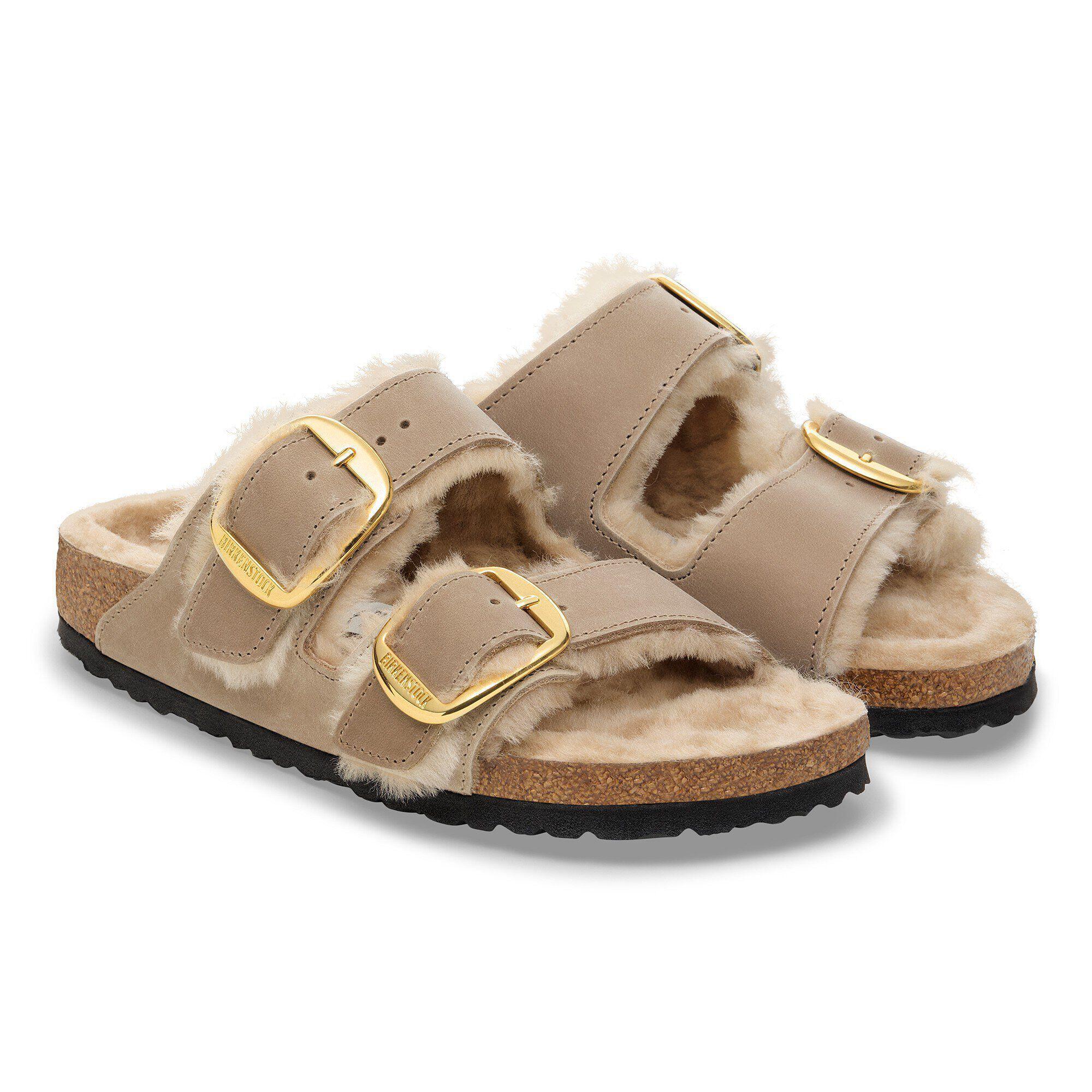 Arizona Big Buckle Shearling Oiled Leather Tobacco Brown Product Image
