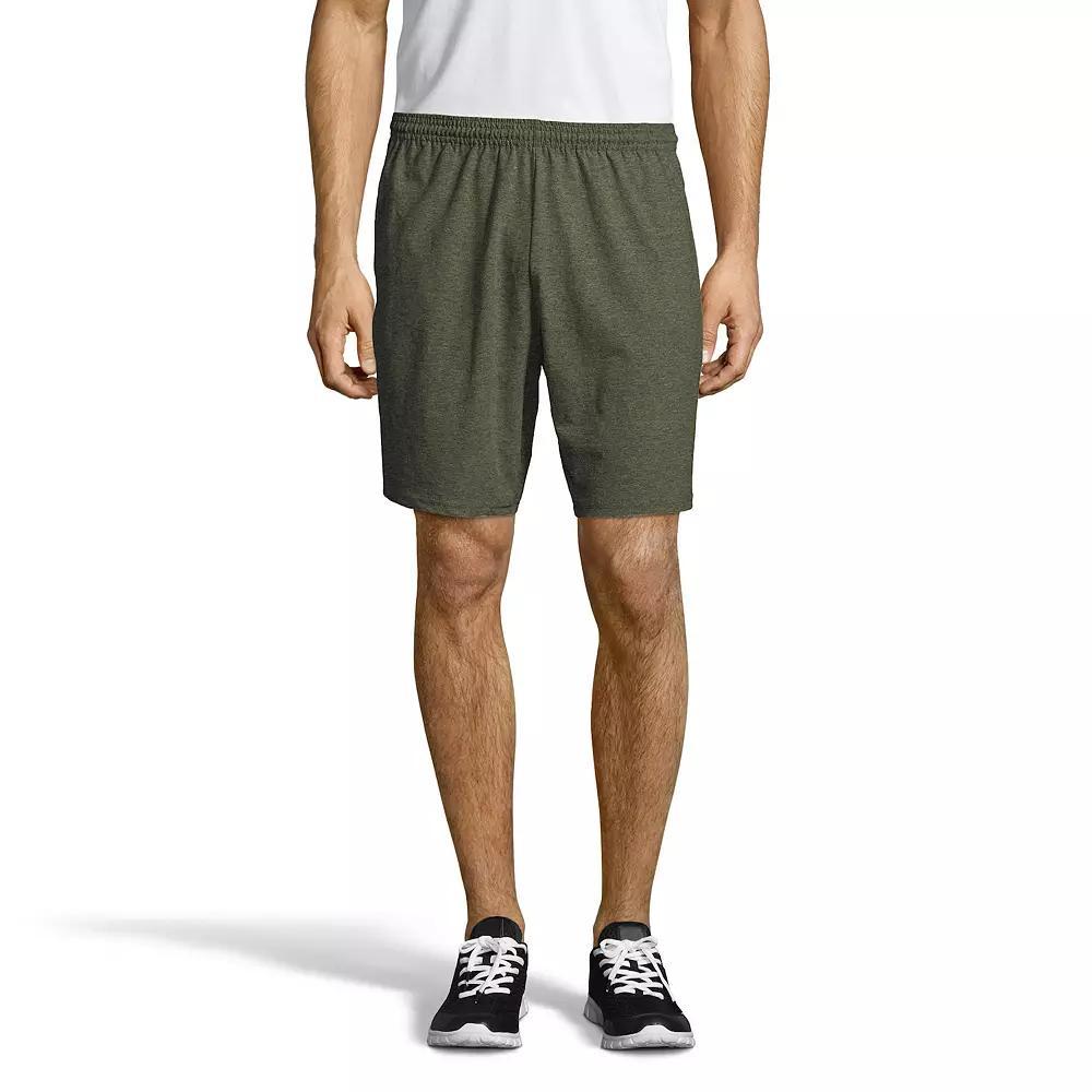 Mens Hanes ComfortSoft Jersey Pocket Shorts Grey Heather Product Image