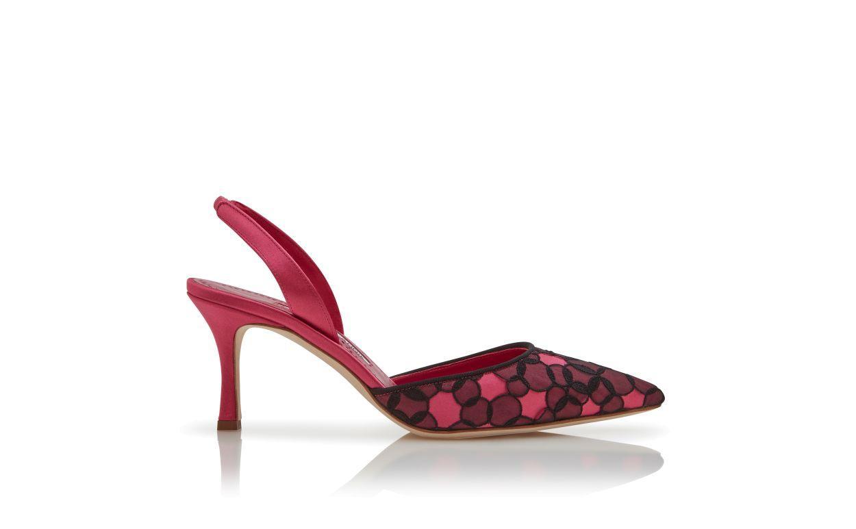 CAROLYNE 70 Pink Satin Slingback Pumps Product Image