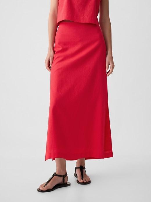 Linen-Blend Maxi Skirt Product Image
