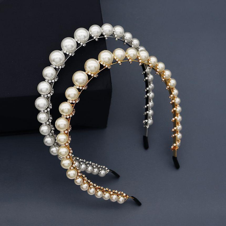 Faux Pearl & Rhinestone Layered Headpiece Product Image