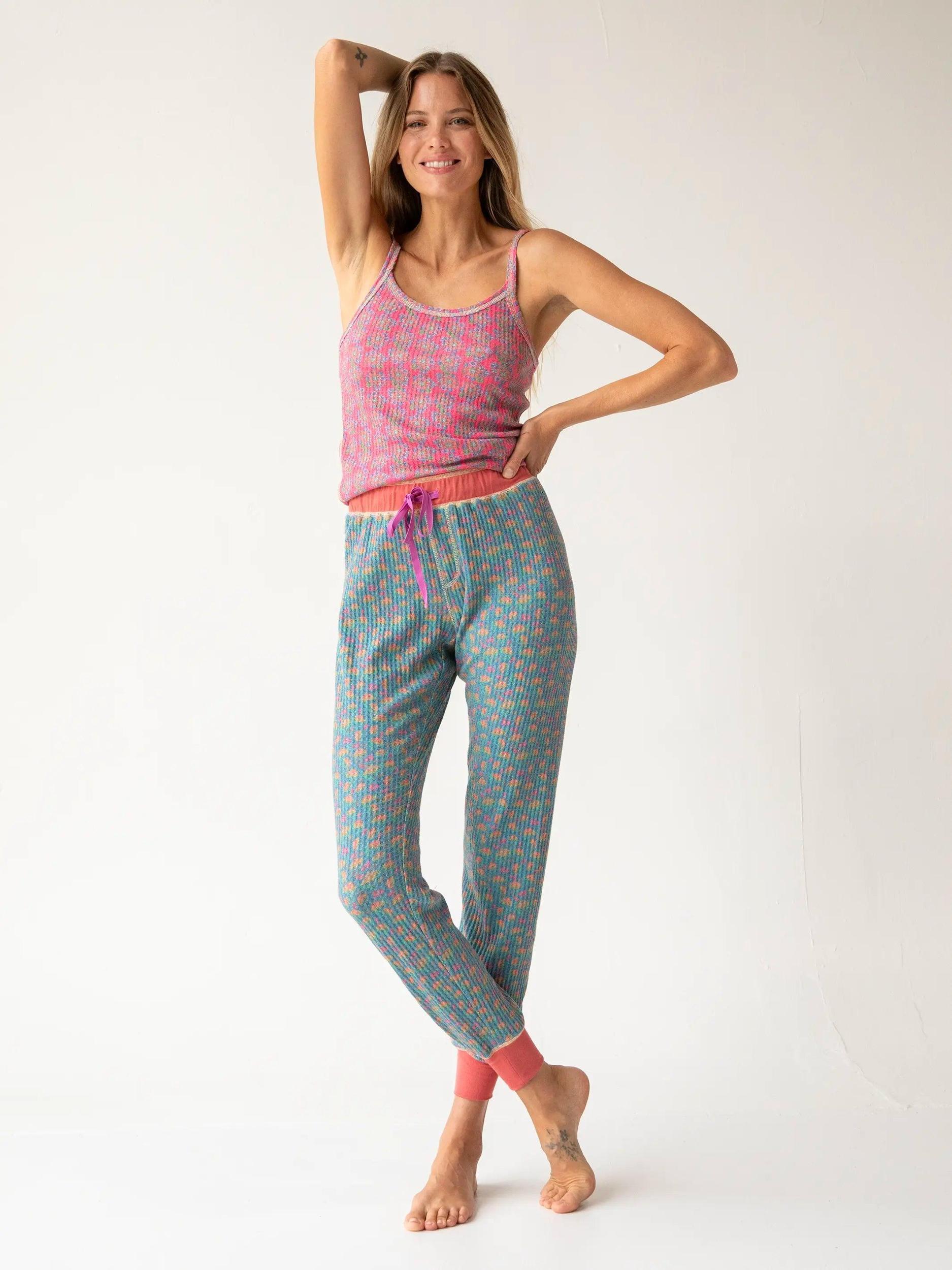 Mix & Match Waffle Pajama Cami - Hot Pink Mod Floral Product Image