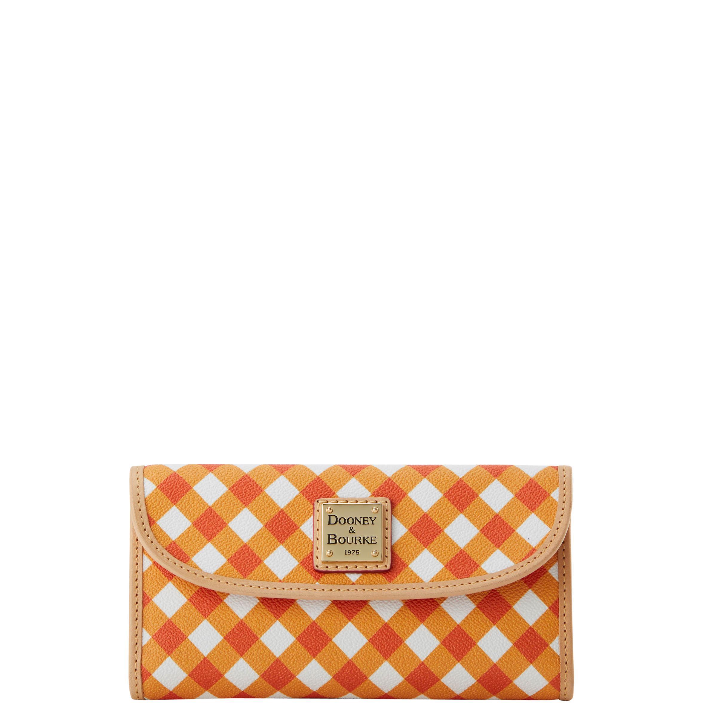 Dooney & Bourke Womens Gingham II Continental Coated Cotton Clutch in Orange Product Image