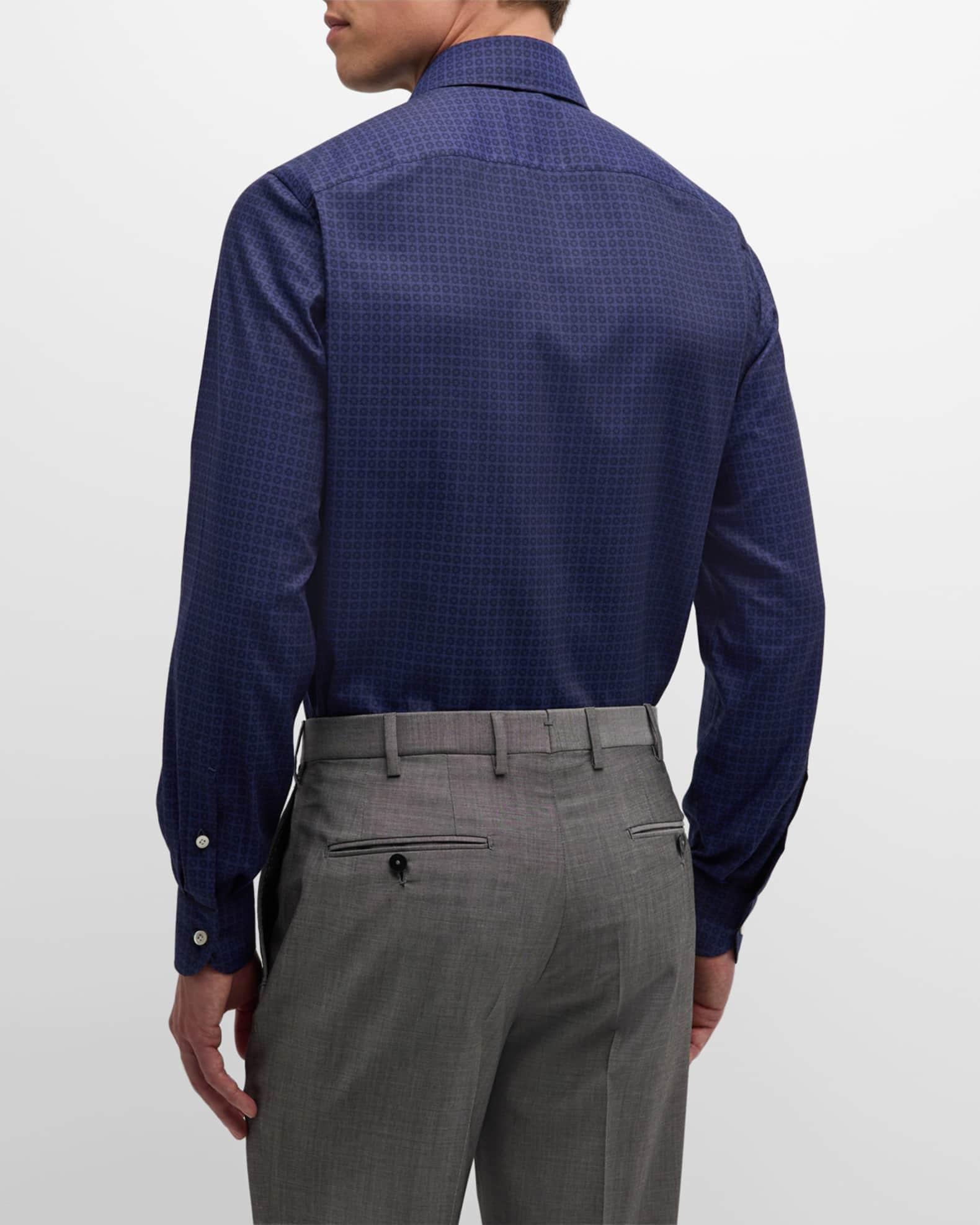 Men's Tonal Geometric Cotton Sport Shirt Product Image