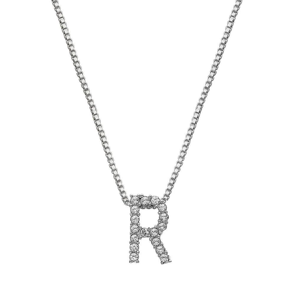 Brilliance Silver Plated Crystal Initial Pendant, Women's, Size: 18", Silver Tone G Product Image