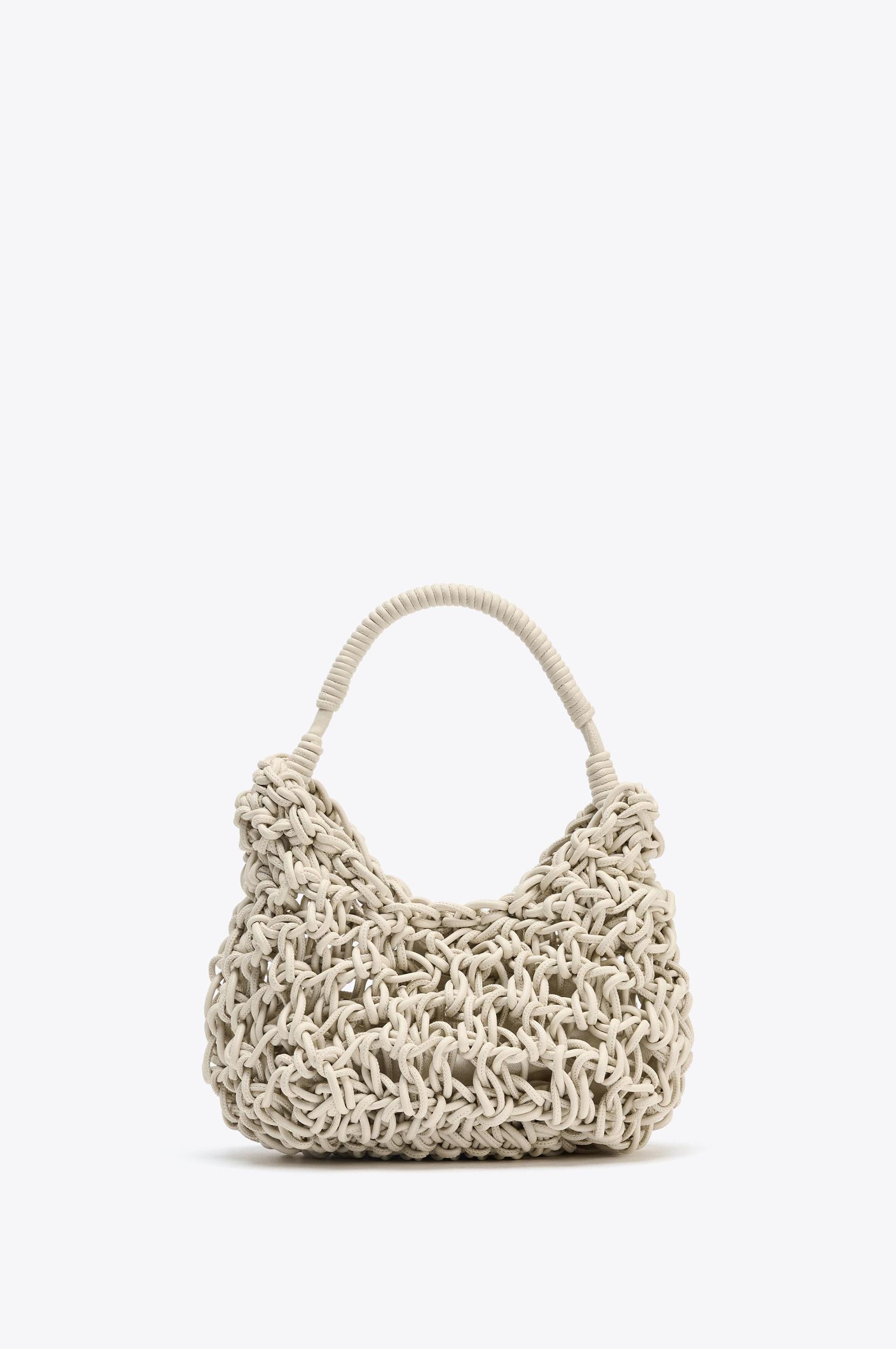 TOPSTITCHED WOVEN HANDBAG Product Image