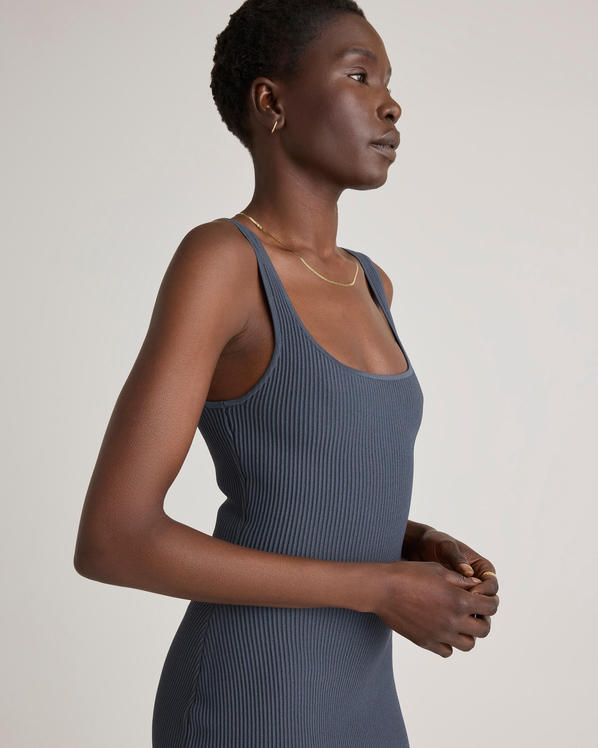Quince | Women's Square Neck Ribbed Knit Mini Dress Size XS, Recycled nylon/polyester/spandex Product Image