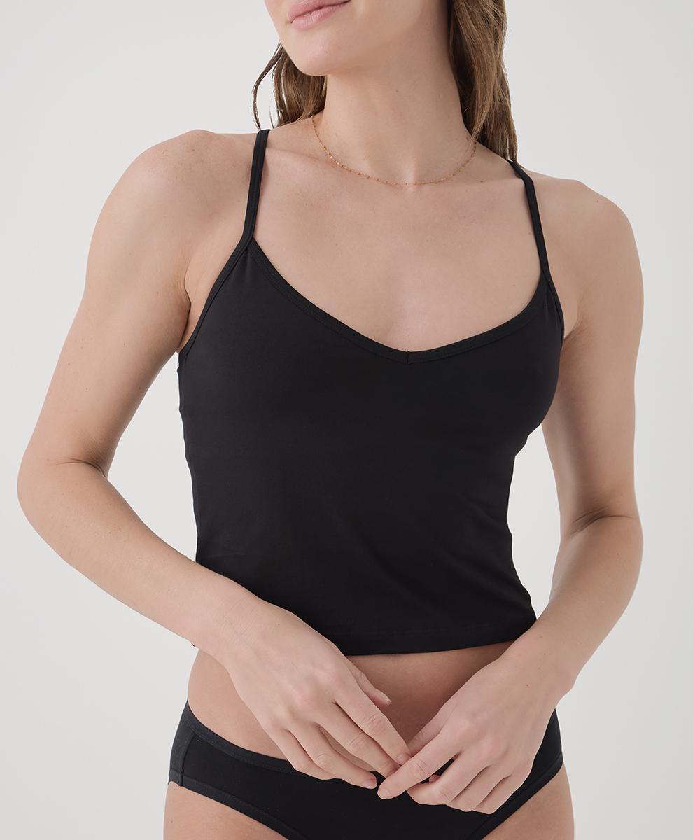 Women's Black Everyday Shelf Bra Cropped Camisole S Product Image