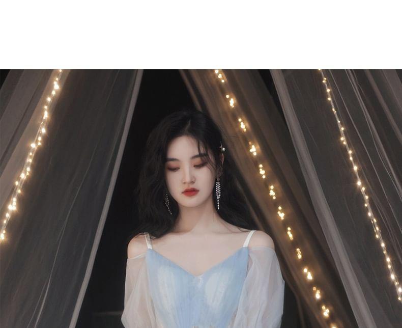 Cold-Shoulder Rhinestone A-Line Cocktail Dress Product Image