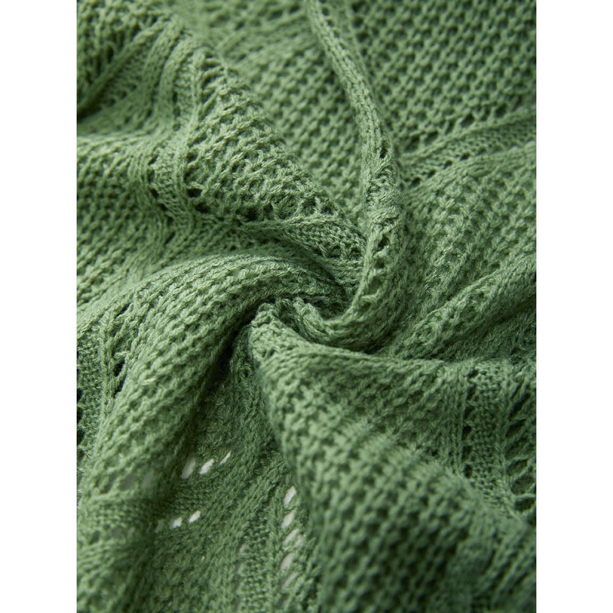 Plus Size Geo Plisse Button Through Elastic Cuffs Cardigan Green Women Casual Loose Long Sleeve Everyday Cardigans BloomChic 22-24/3X Product Image