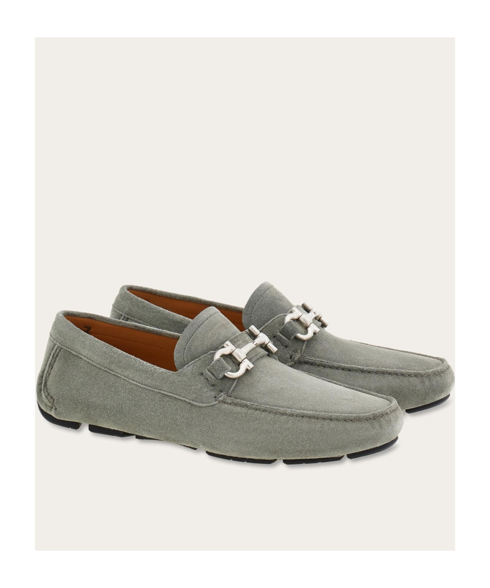 FERRAGAMO Logo Loafers In Gray Product Image